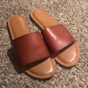 Brown Slip-On Sandals